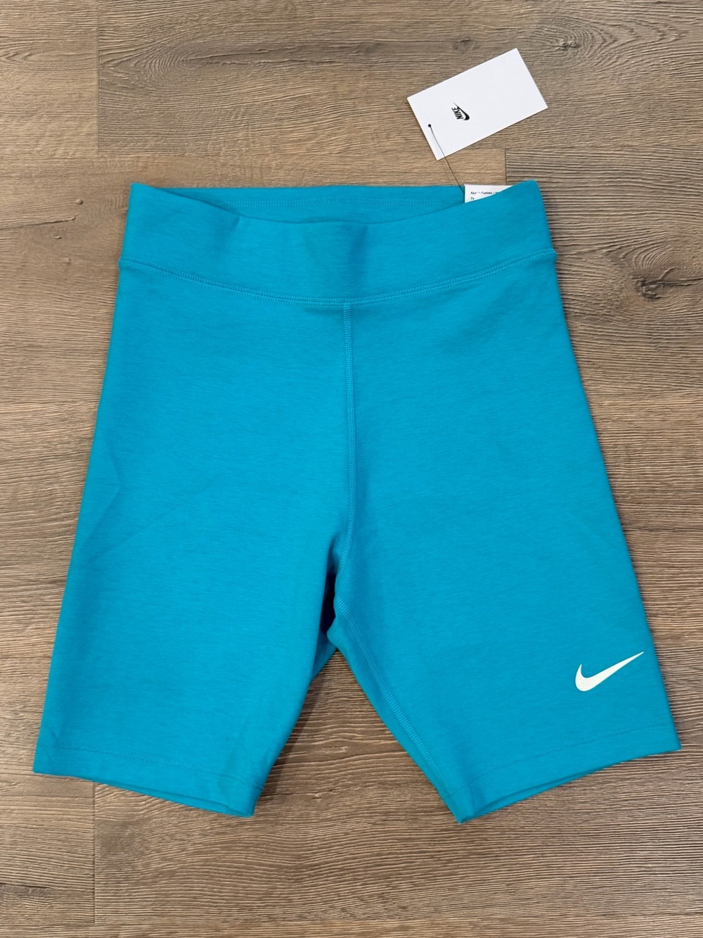 Nike Tight Fit High Rise 8” Length Biker Shorts Dusty Cactus Blue Women